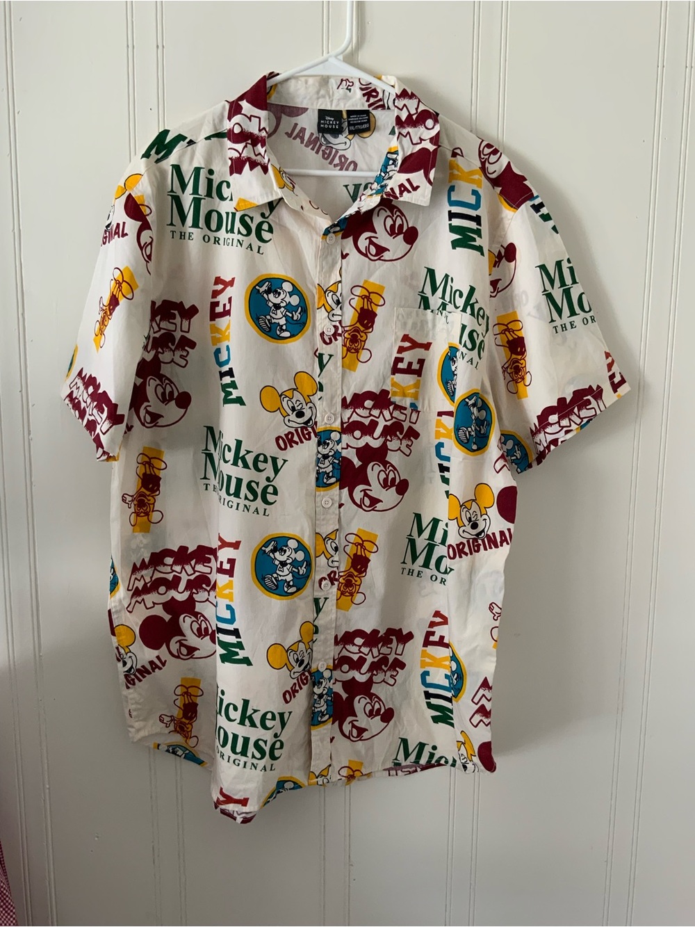 Disney White Short-Sleeve Mickey Mouse Logo Print Shirt